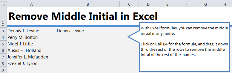 Remove Middle Initial in Excel