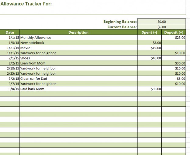 Allowance Ledger Workbook