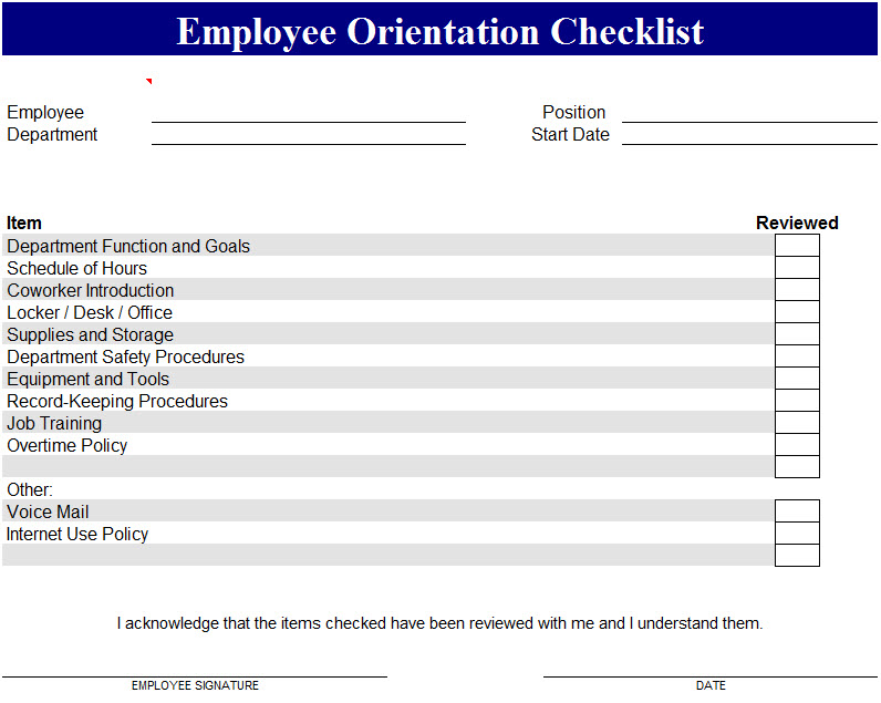 Employee Orientation Checklist