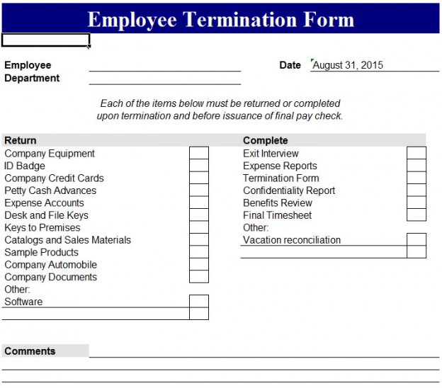 Employee Termination Template