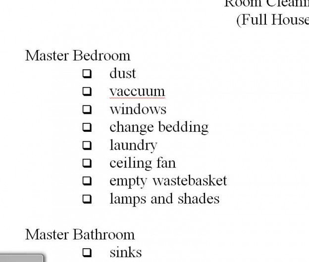 Clean Room Checklist