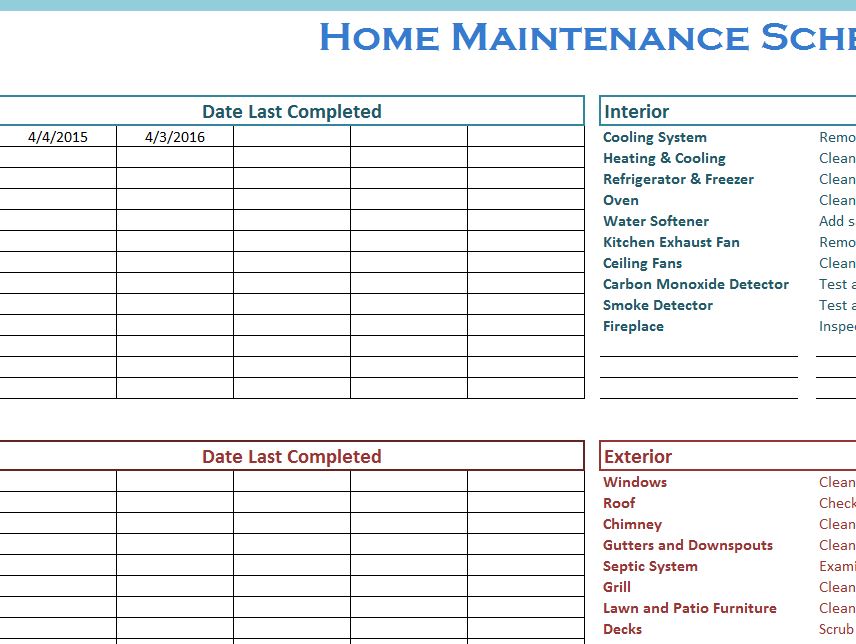 home-maintenance-excel-template