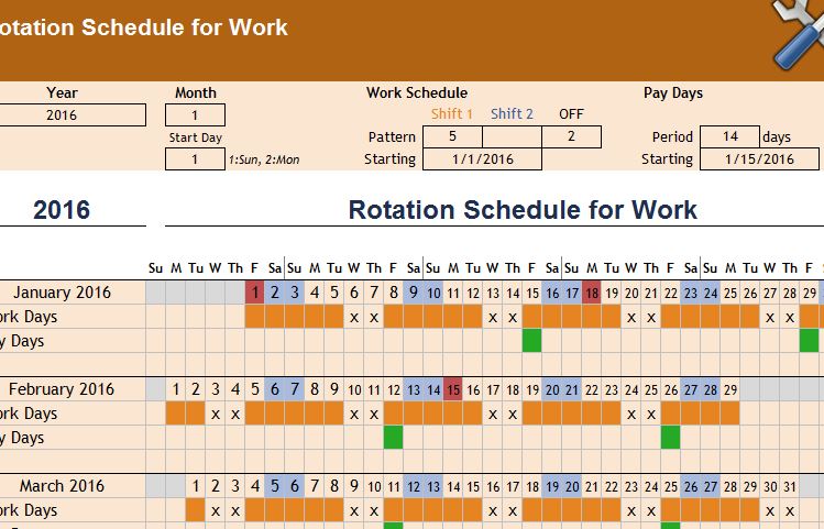Rotation Schedule Template